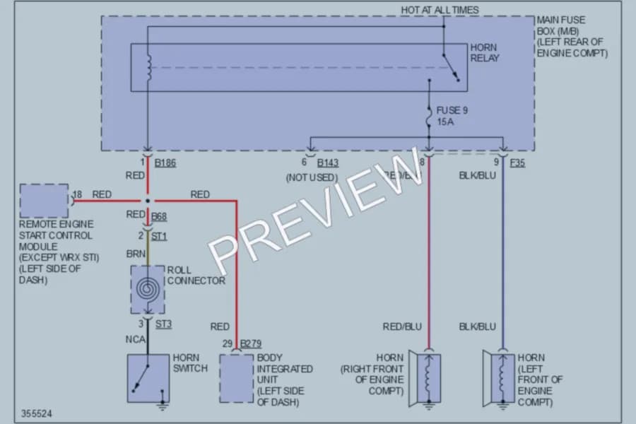 2011 Subaru ImprezaWRX Horn wiring diagram preview