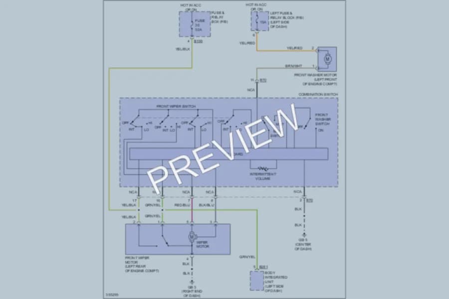 2011 Subaru ImprezaWRX Wiper Washer wiring diagram preview