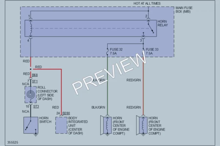 2011 Subaru Legacy Horn wiring diagram preview