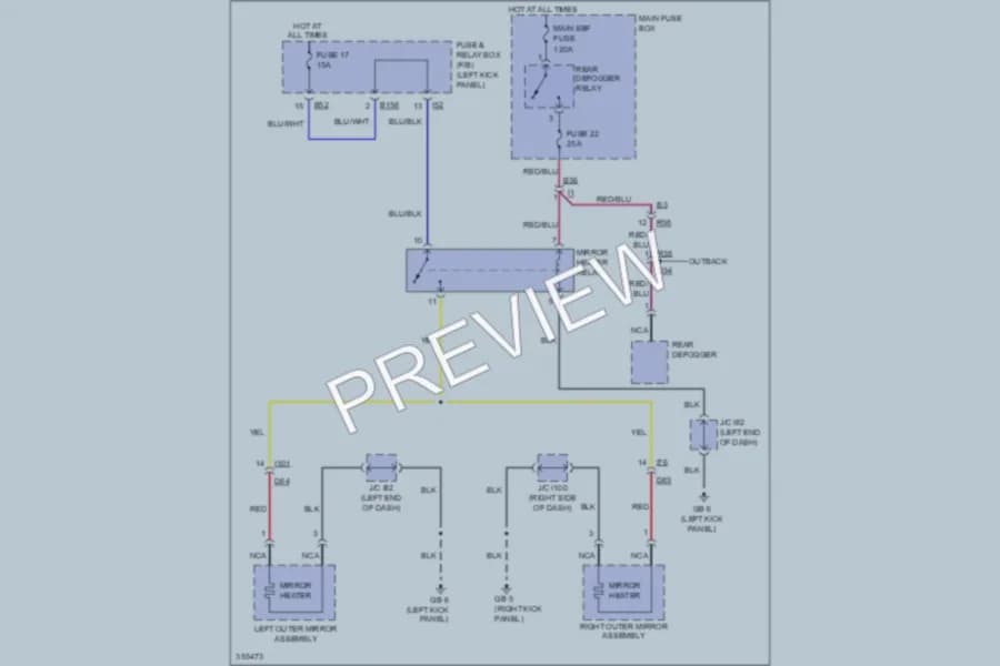 2011 Subaru Outback Defoggers wiring diagram preview