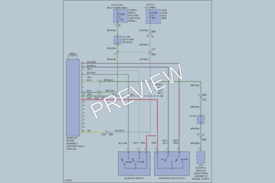 2011 Subaru Outback Power Top Sunroof wiring diagram preview