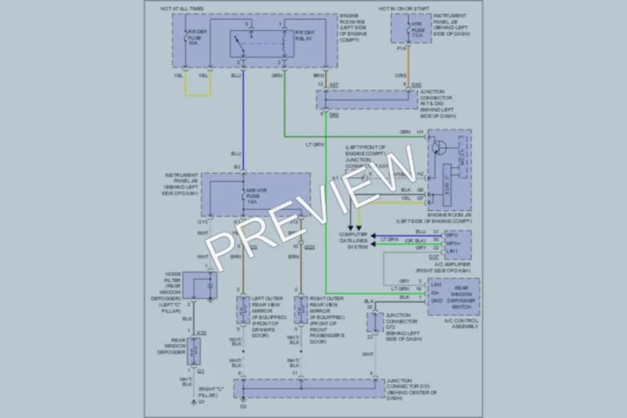 2011 Toyota Avalon Defoggers wiring diagram preview