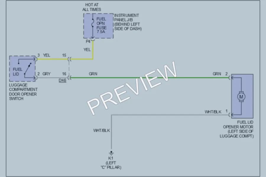 2011 Toyota Avalon Trunk Tailgate Fuel Door wiring diagram preview