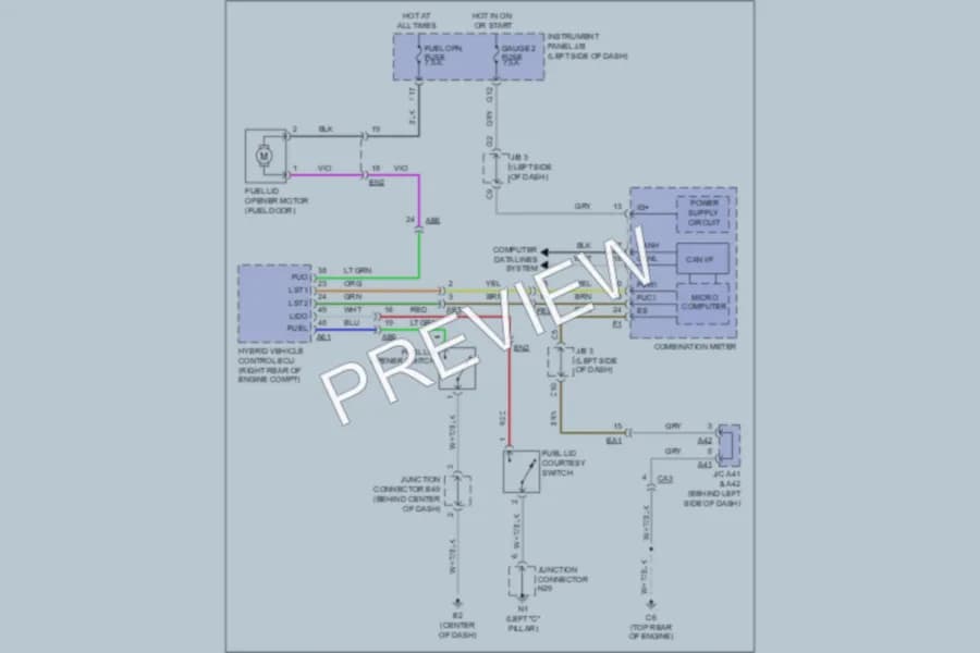 2011 Toyota Camry Trunk Tailgate Fuel Door wiring diagram preview