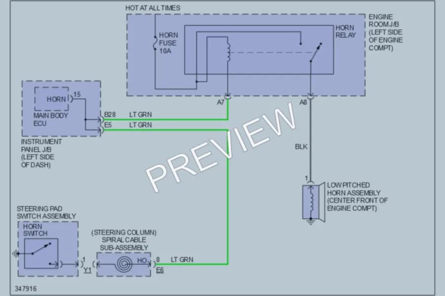 2011 Toyota Corolla Horn wiring diagram preview