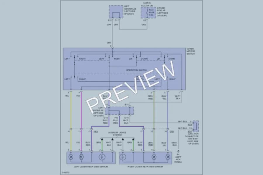 2011 Toyota FJCruiser Power Mirrors wiring diagram preview