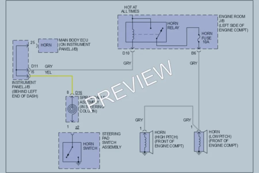 2011 Toyota HighlanderHybrid Horn wiring diagram preview