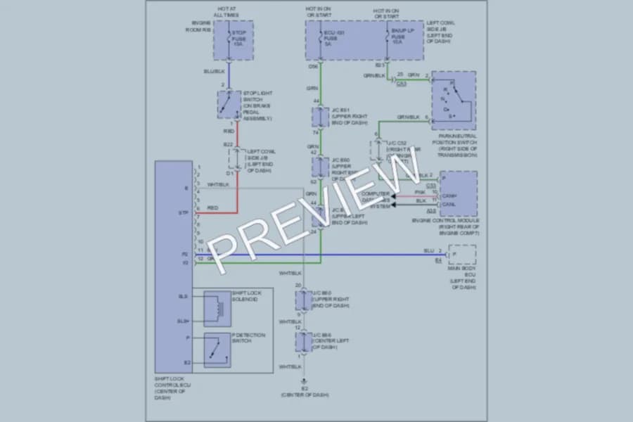 2011 Toyota LandCruiser Shift Interlock wiring diagram preview