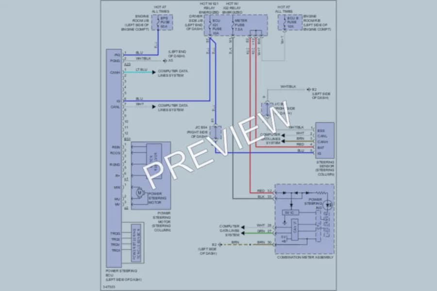 2011 Toyota Matrix Electronic Power Steering wiring diagram preview