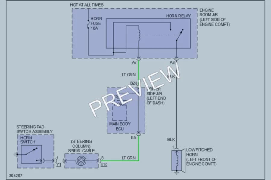 2011 Toyota Matrix Horn wiring diagram preview