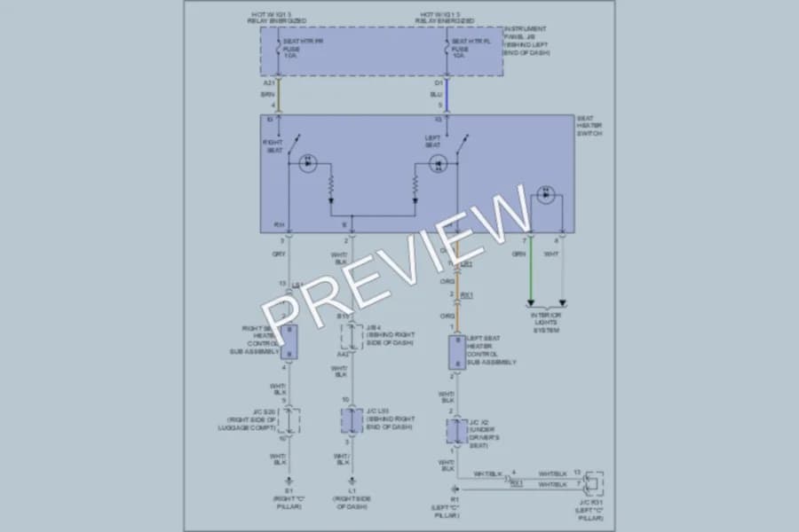 2011 Toyota Prius Power Seats wiring diagram preview