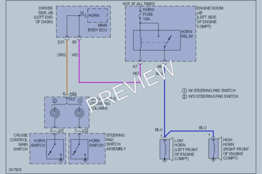 2011 Toyota Sequoia Horn wiring diagram preview