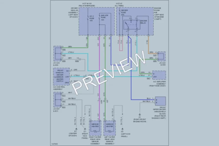 2011 Toyota Venza Defoggers wiring diagram preview