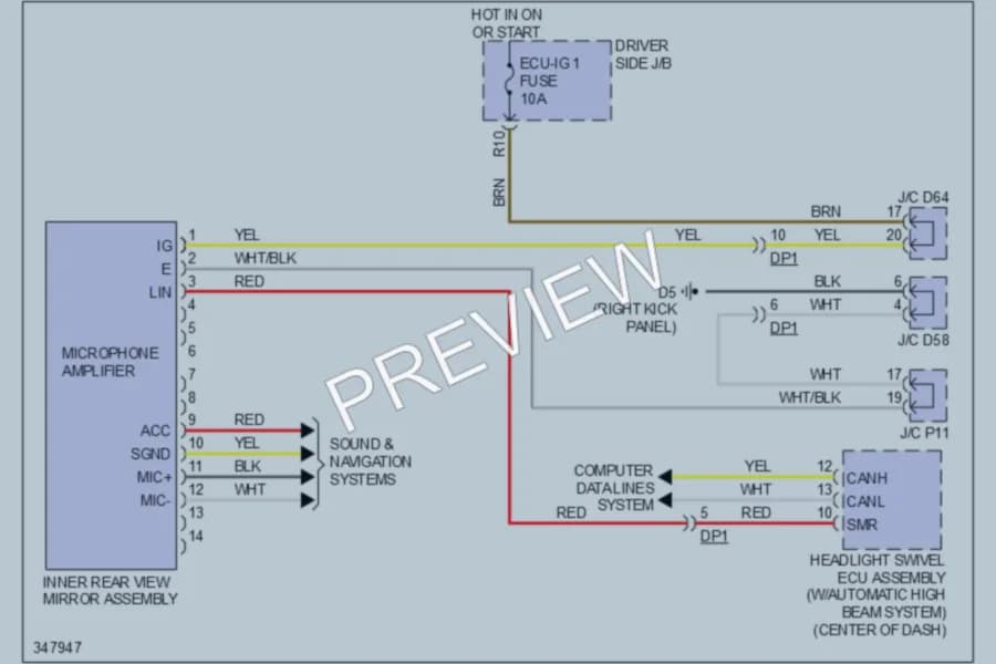 2011 Toyota Venza Power Mirrors wiring diagram preview