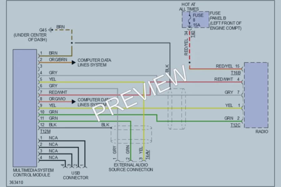 2011 Volkswagen 4D Wagon Radio wiring diagram preview with protected circuit layout