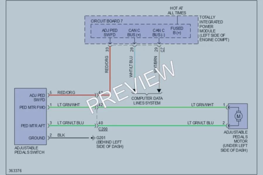 2011 Volkswagen Routan Power Seats wiring diagram preview