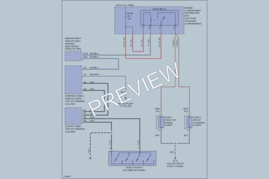 2011 Volvo C70 Horn wiring diagram preview