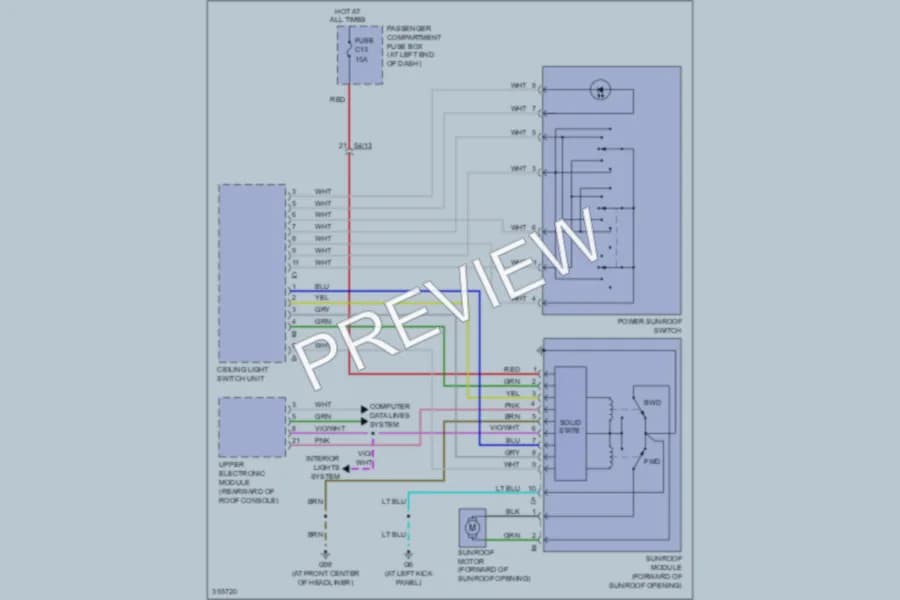 2011 Volvo XC90 Power Top Sunroof wiring diagram preview