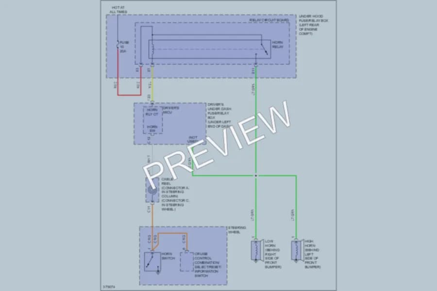 2012 Acura TL Horn wiring diagram preview