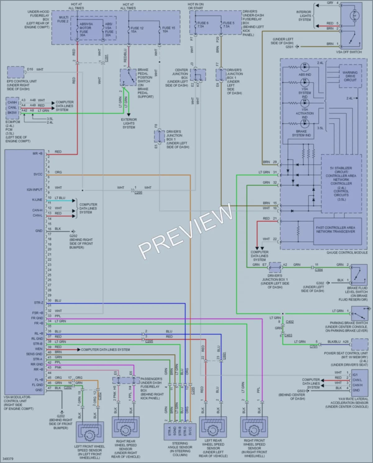 2012 Acura TSX Anti Lock Brakes wiring diagram preview