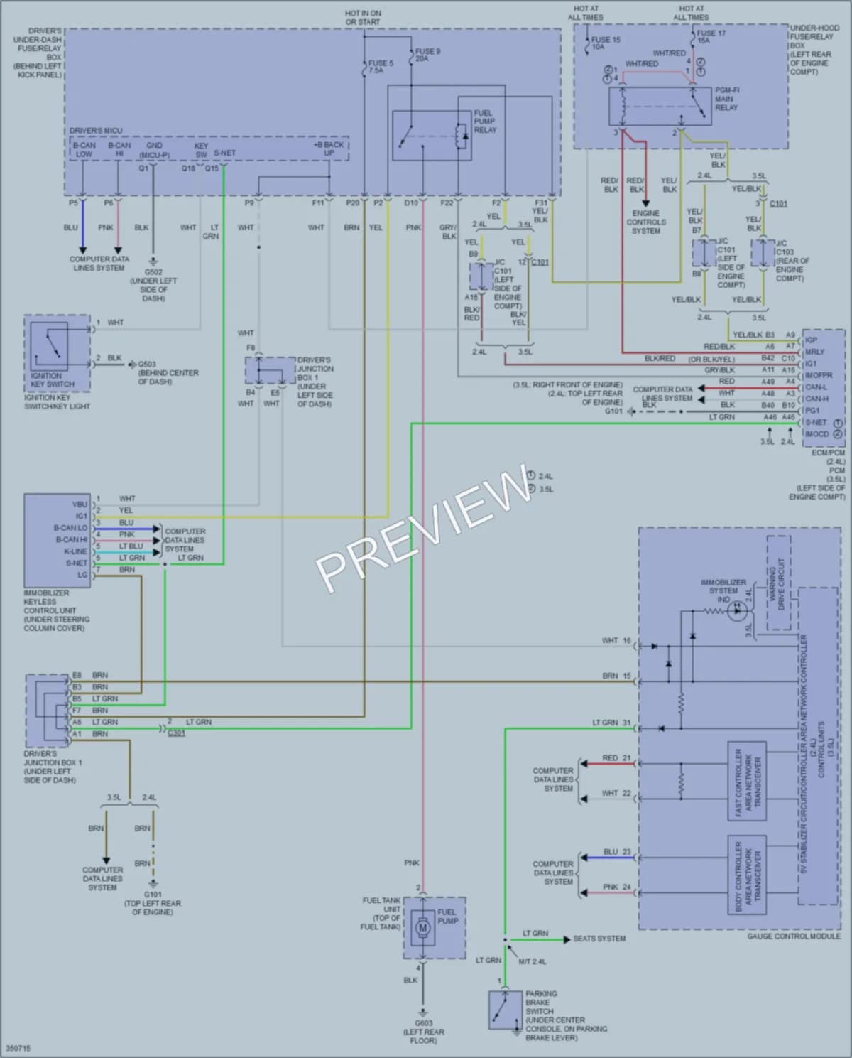 2012 Acura TSX Anti Theft wiring diagram preview