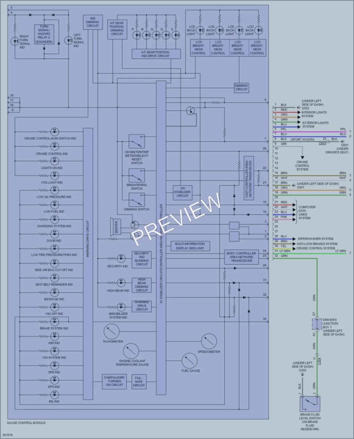 2012 Acura TSX Instrument Cluster wiring diagram preview