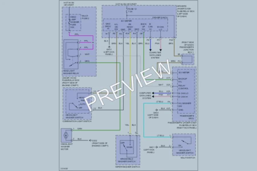 2012 Acura ZDX Wiper Washer wiring diagram preview