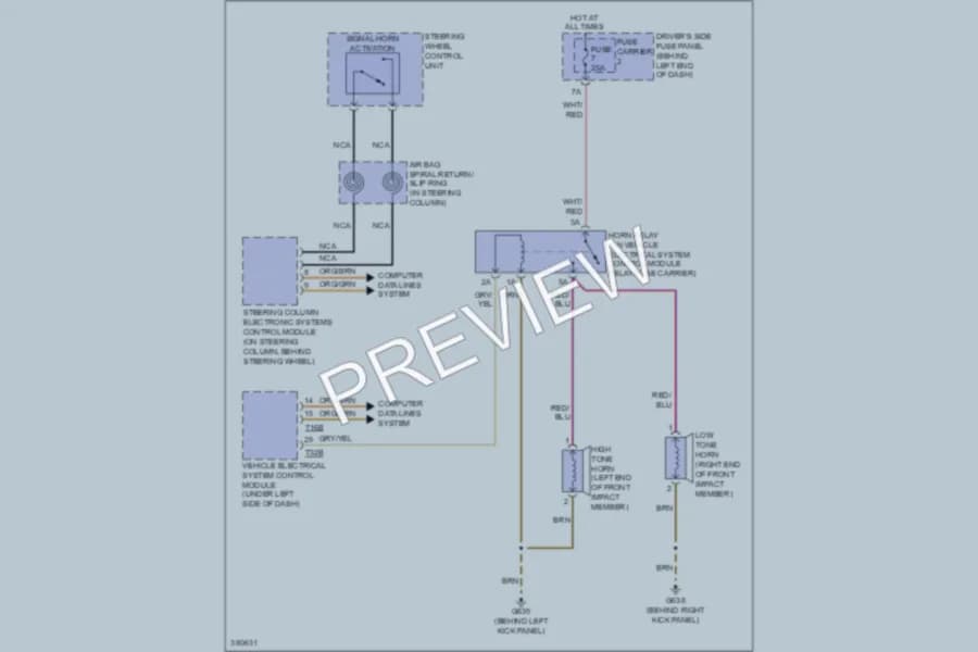2012 Audi A4 Horn wiring diagram preview