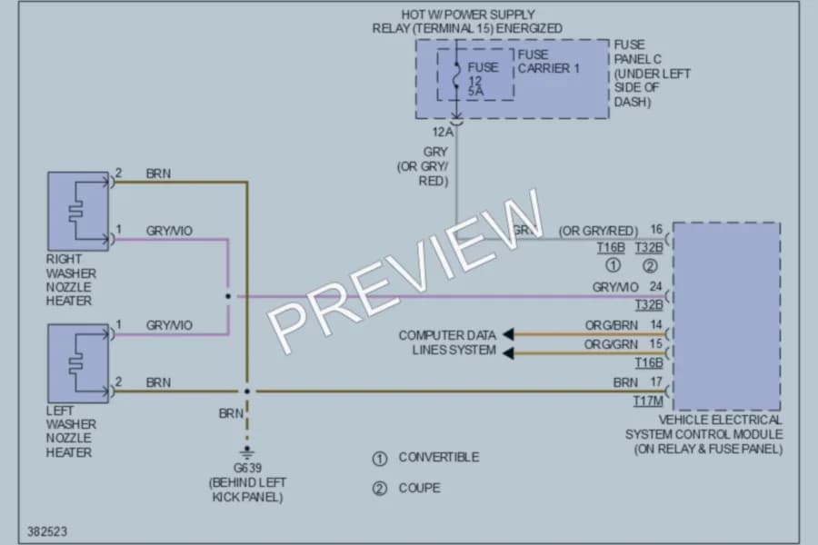 2012 Audi A5 Wiper Washer wiring diagram preview