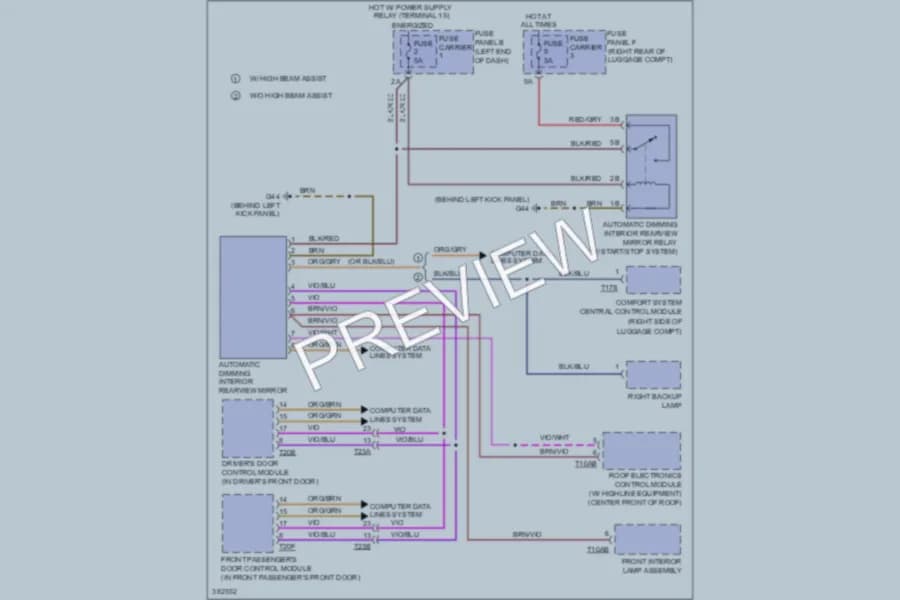 2012 Audi A6 Power Mirrors wiring diagram preview