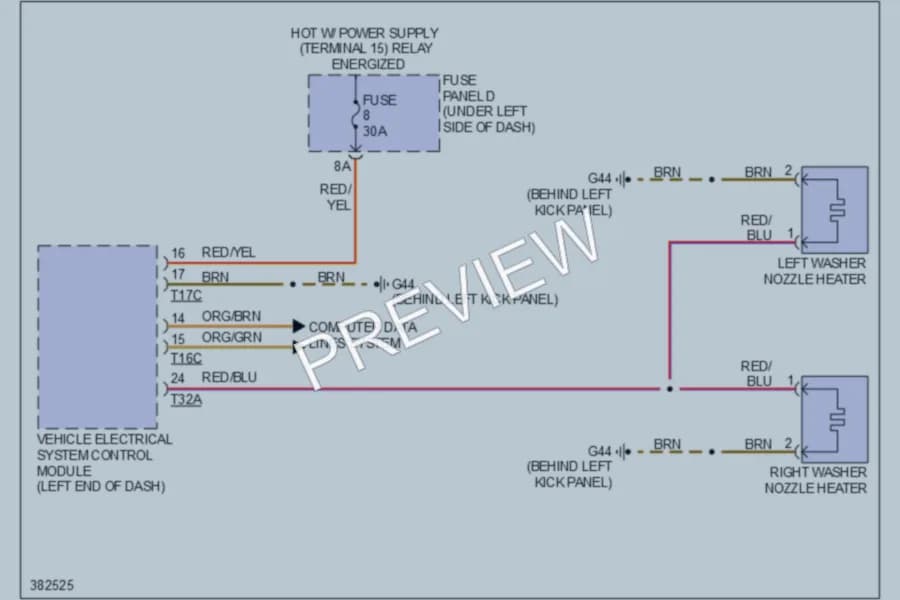 2012 Audi A6 Wiper Washer wiring diagram preview