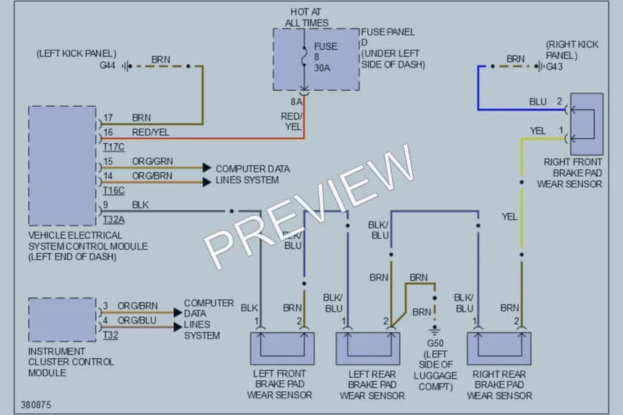 2012 Audi A7 Warning Systems wiring diagram preview