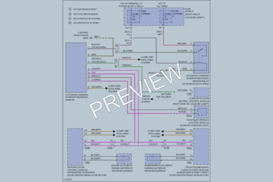 2012 Audi A8 Power Mirrors wiring diagram preview
