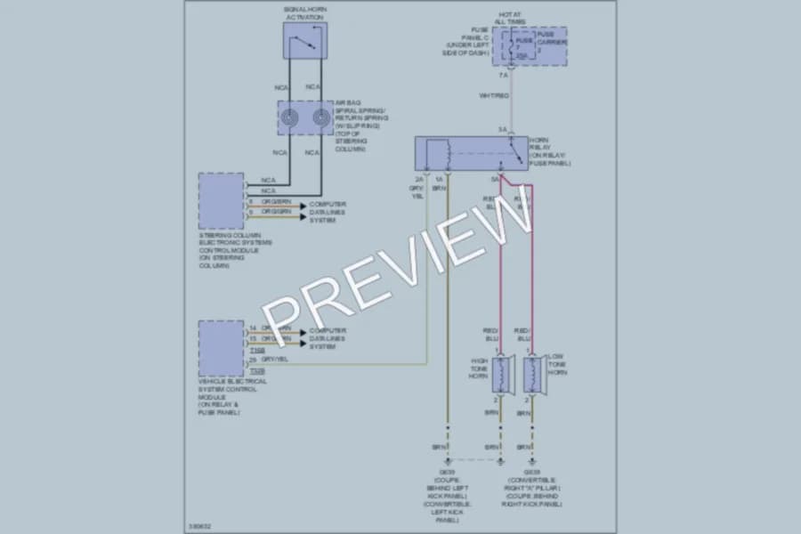 2012 Audi S5 Horn wiring diagram preview