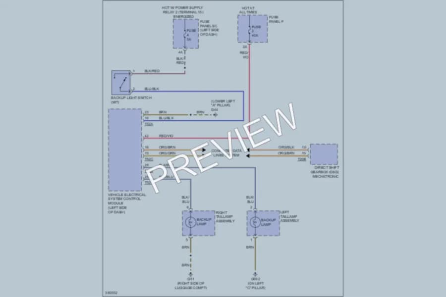 2012 Audi TTS Exterior Lights wiring diagram preview