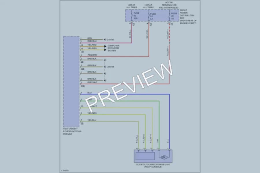 2012 BMW 320i Power Top Sunroof wiring diagram preview