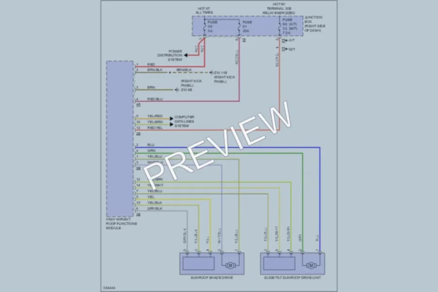 2012 BMW 528i Power Top Sunroof wiring diagram preview