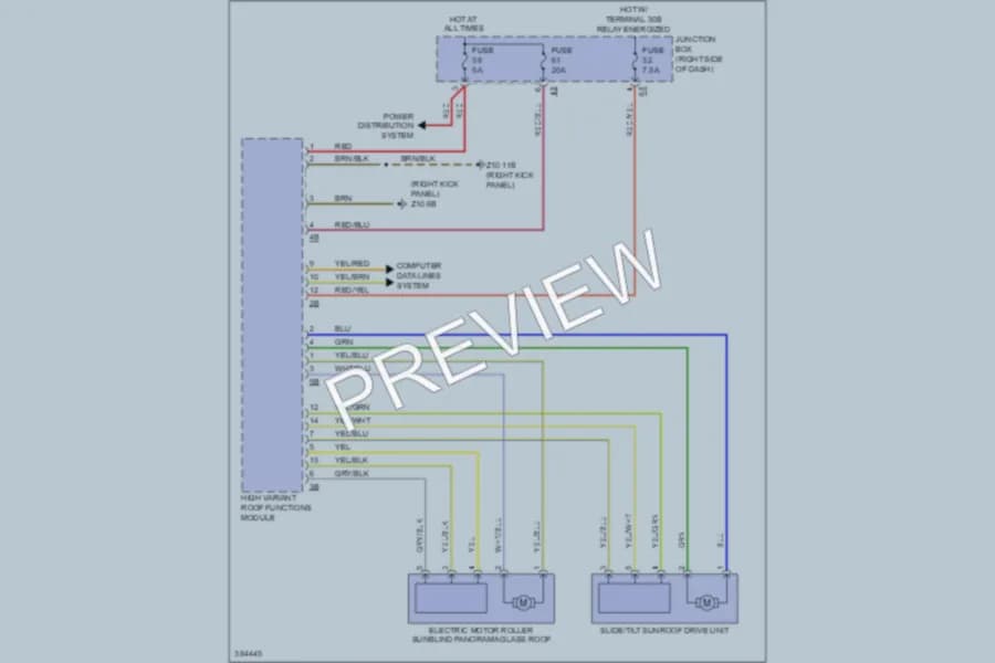 2012 BMW 535iGranTurismo Power Top Sunroof wiring diagram preview