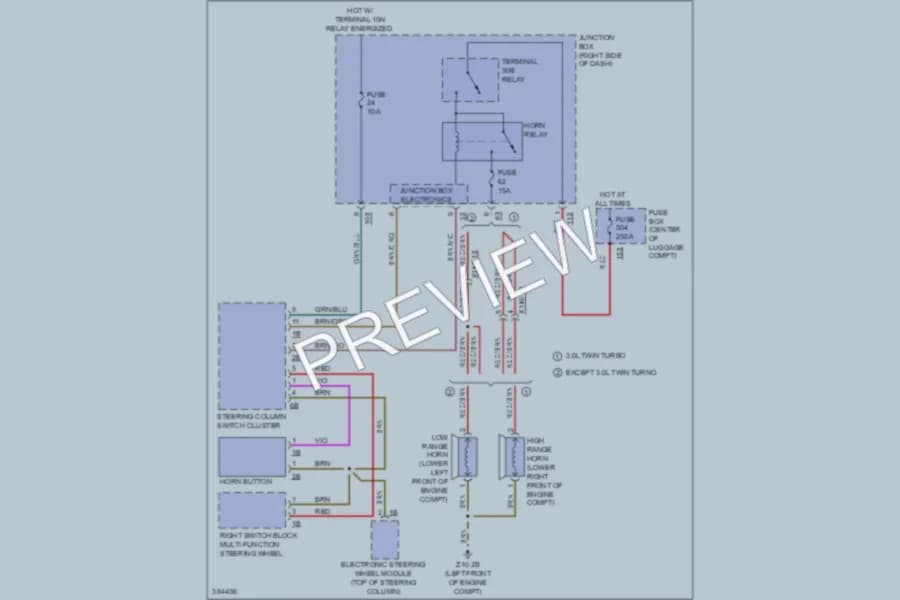 2012 BMW 740i Horn wiring diagram preview