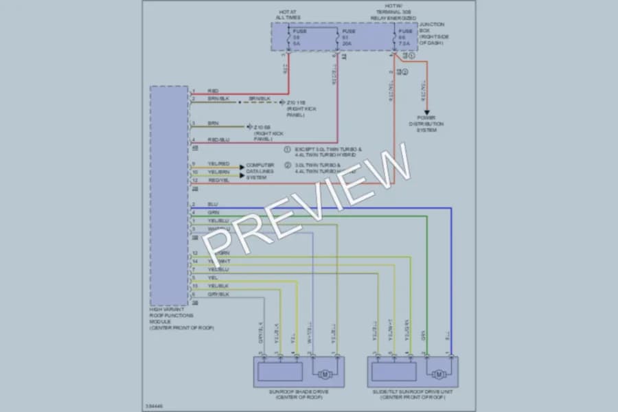 2012 BMW 760Li Power Top Sunroof wiring diagram preview
