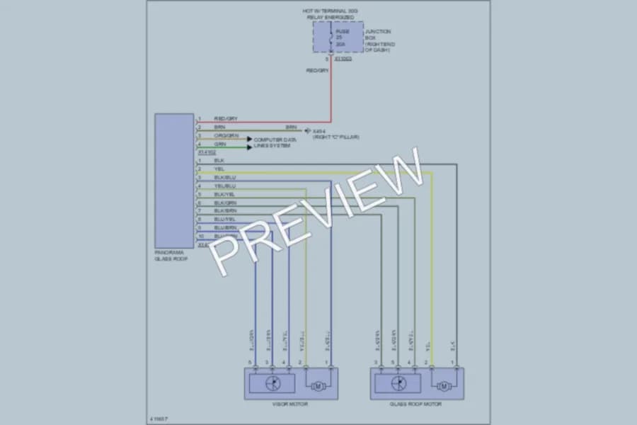 2012 BMW X1 Power Top Sunroof wiring diagram preview