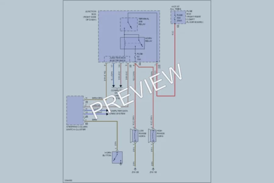 2012 BMW X3 Horn wiring diagram preview