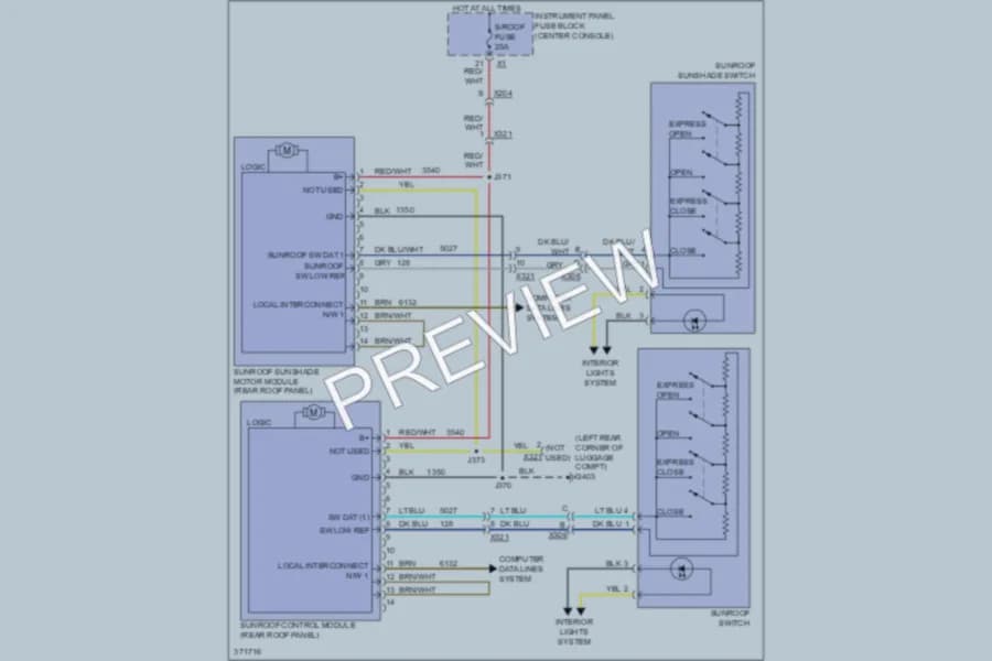 2012 Cadillac SRX Power Top Sunroof wiring diagram preview