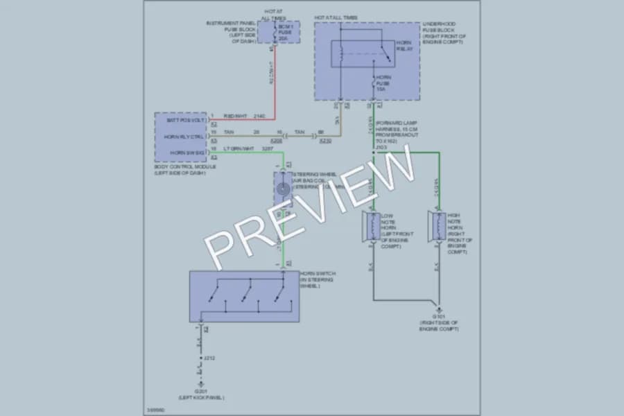 2012 Chevrolet Camaro Horn wiring diagram preview