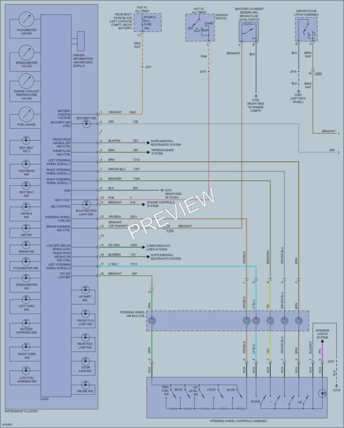 2012 Chevrolet Caprice Instrument Cluster wiring diagram preview