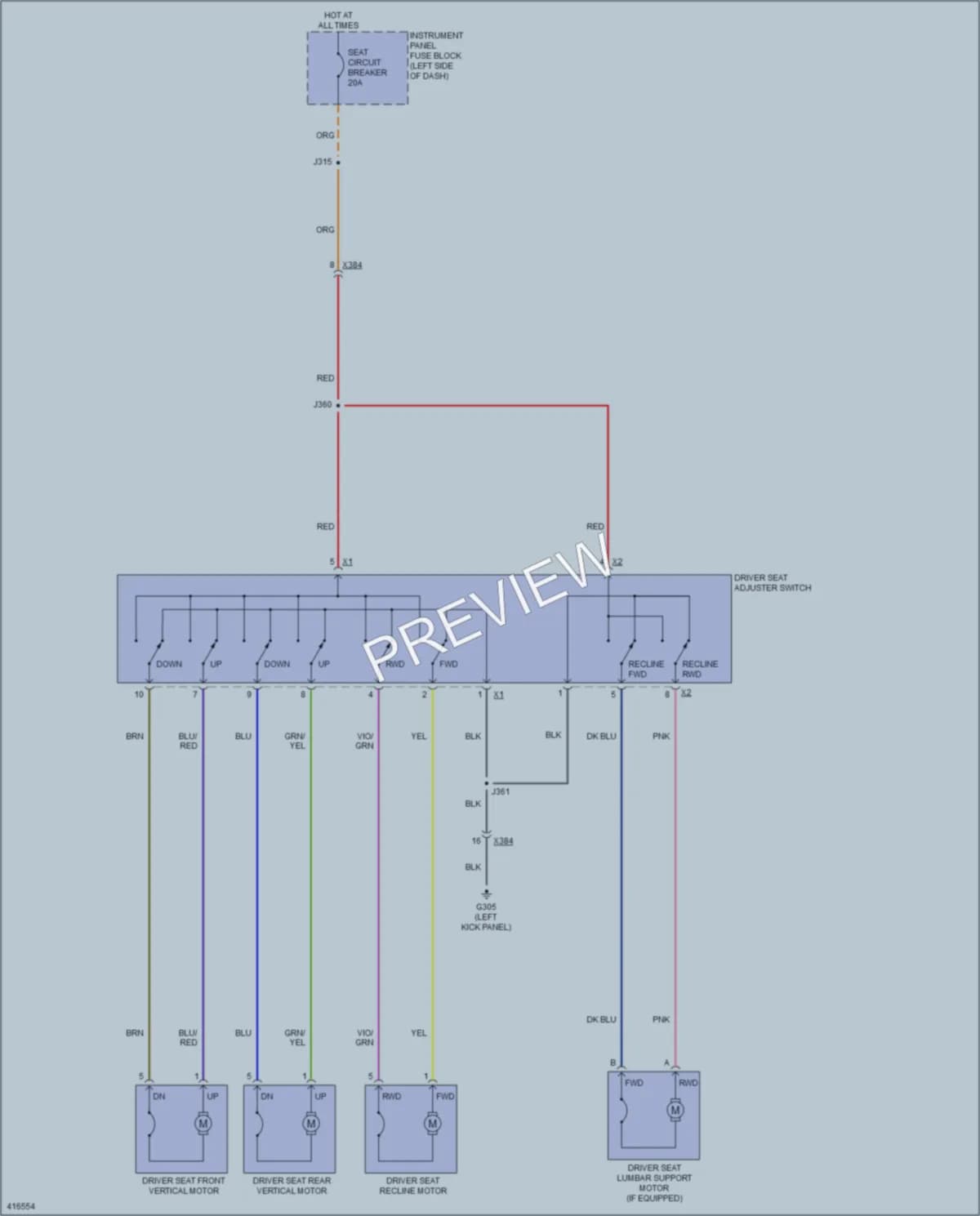 2012 Chevrolet Caprice Power Seats wiring diagram preview