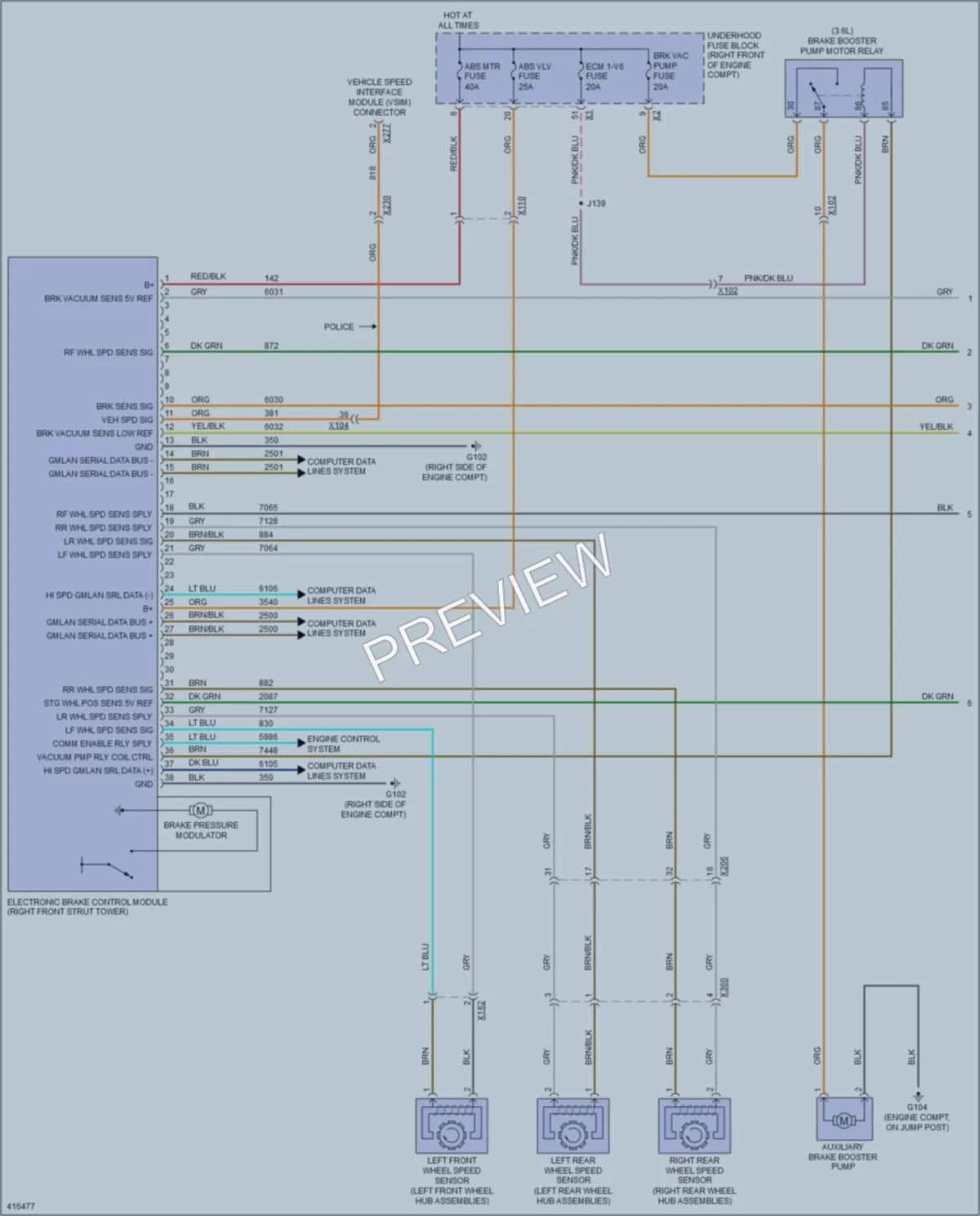 2012 Chevrolet CapricePPV Anti Lock Brakes wiring diagram preview