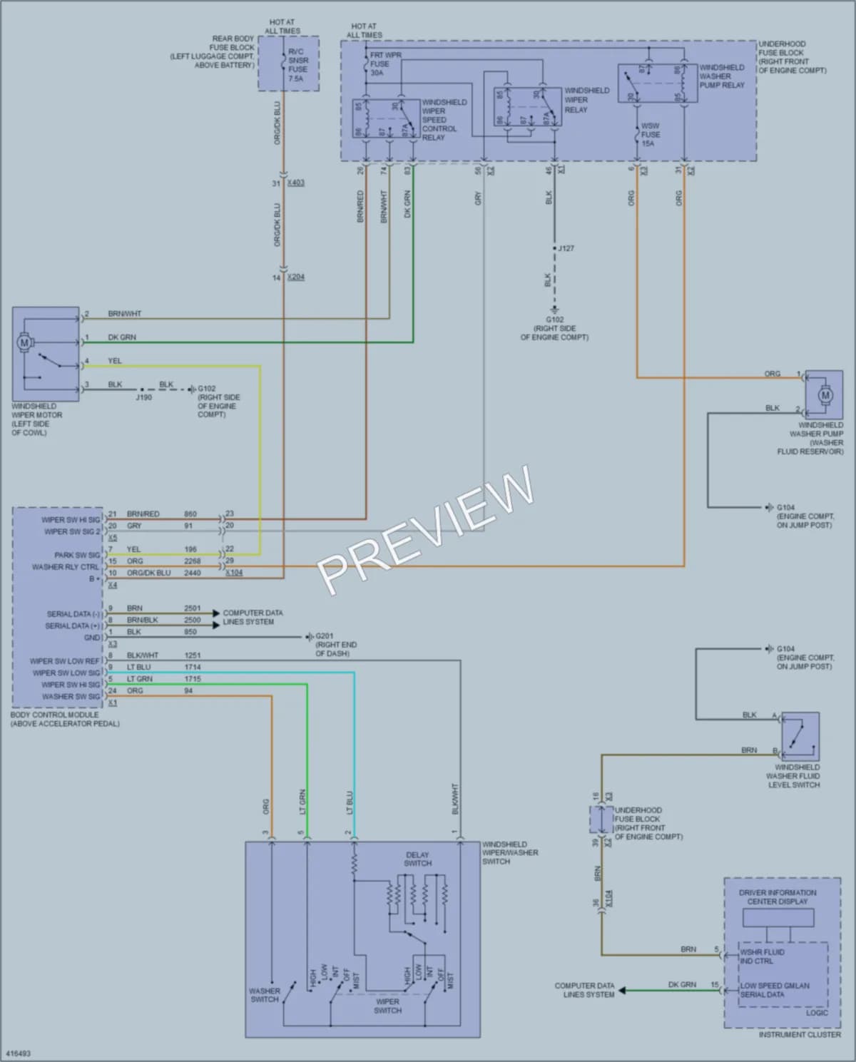 2012 Chevrolet CapricePPV Wiper Washer wiring diagram preview