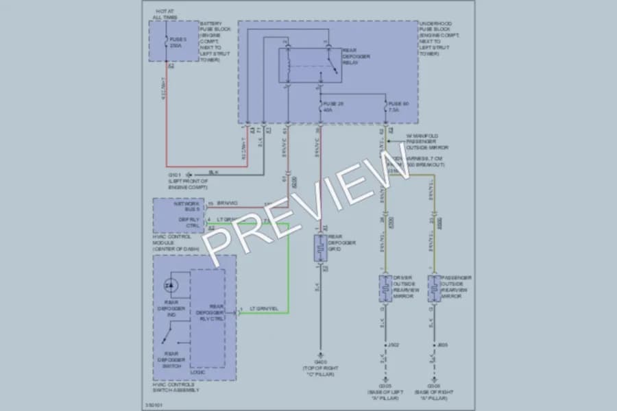 2012 Chevrolet Cruze Defoggers wiring diagram preview