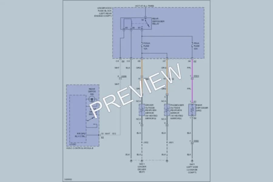 2012 Chevrolet Equinox Defoggers wiring diagram preview